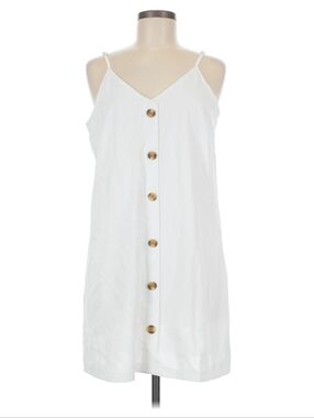 White Button-Front Spaghetti Strap Dress